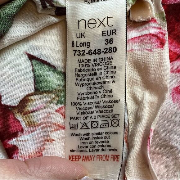 Next Floral 2 Piece PJ Set Size 8L - Picture 4 of 13